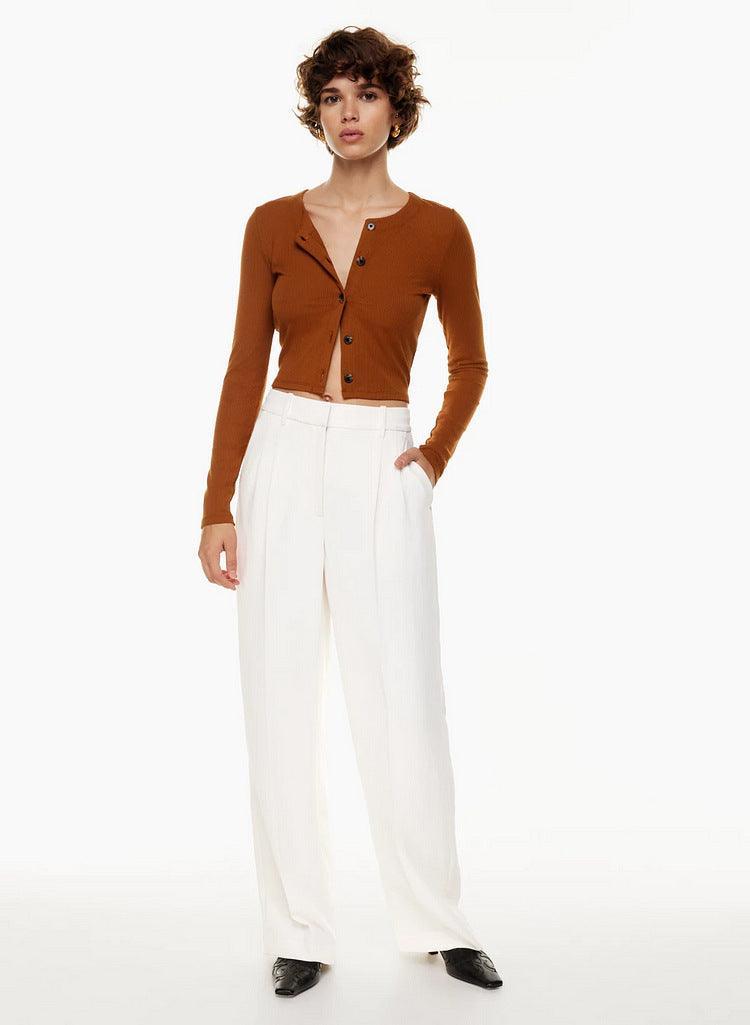 High Waist Straight Trousers With Pockets Wide Leg Casual Pants For Women - Hipster Collections