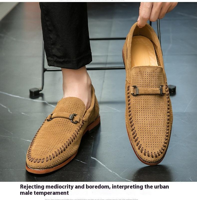 Punching Breathable Slip On Leather Shoes British - Hipster Collections