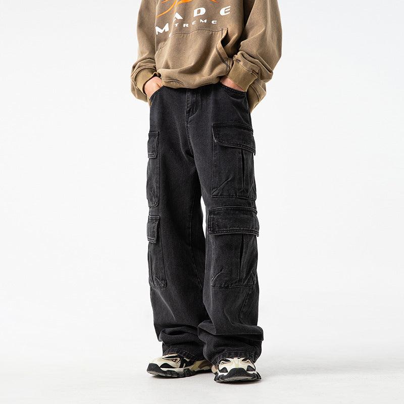 Workwear Multi-pocket Design Jeans Men's Distressed Washed Retro - Hipster Collections