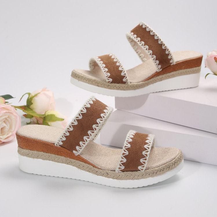 Hemp Rope Woven Wedge Slippers - Hipster Collections