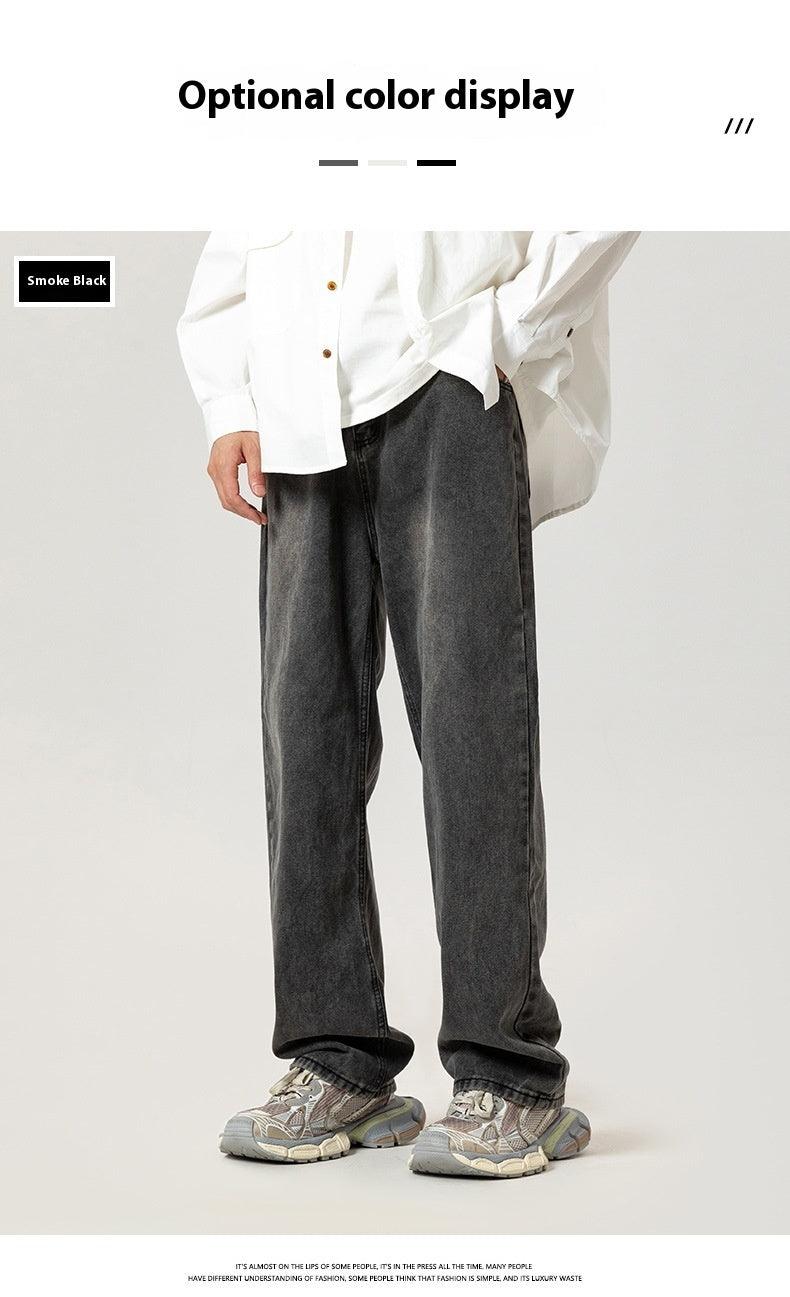 Washed Jeans Men's Spring American Wide Leg Leisure - Hipster Collections