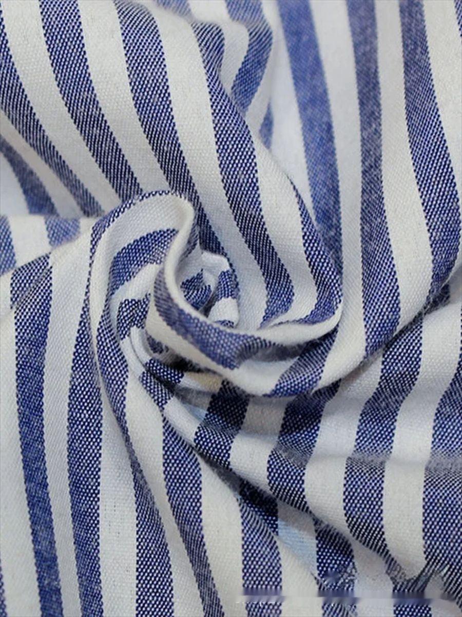 Cotton Polyester Striped Single-breasted Long Sleeve Shirt - Hipster Collections
