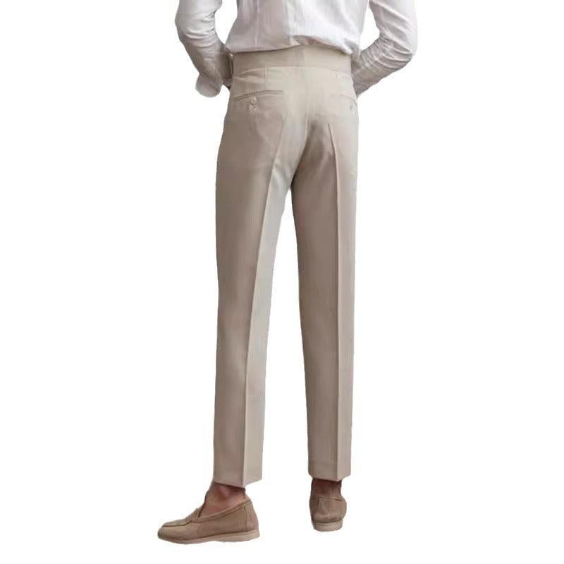 Casual Suit Pants Men's Paris Buckle Straight Business Small Suit Pants Naples Non-ironing All-match Suit Pants - Hipster Collections