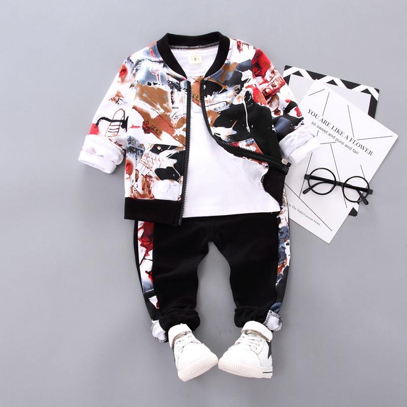 Boys Handsome Autumn And Winter Clothes Three-Piece Kid Clothes - Hipster Collections
