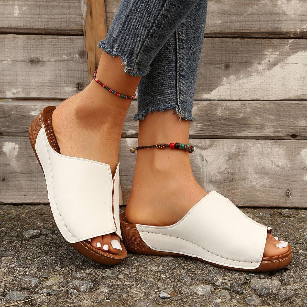 Solid Wedges or Casual Peep-toe Slippers Outdoor - Hipster Collections