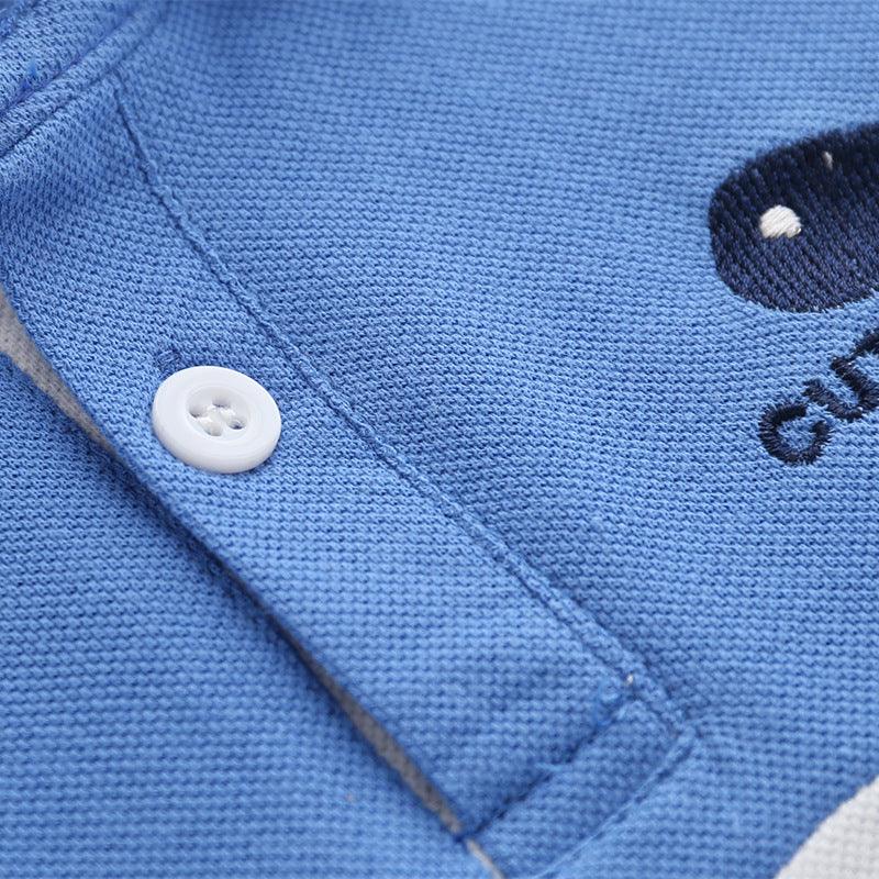Boys Color Block Lapel Tops Korean Children's Clothing Boys Embroidered Shirts Baby Summer Trends - Hipster Collections