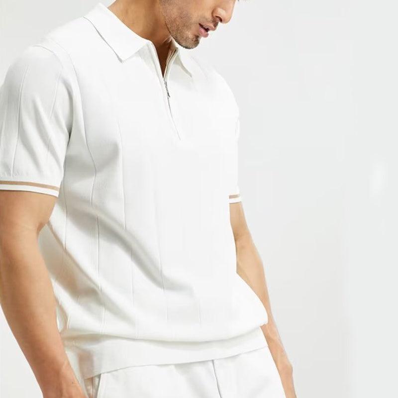 Short-Sleeved Polo Zipper T-shirt - Hipster Collections