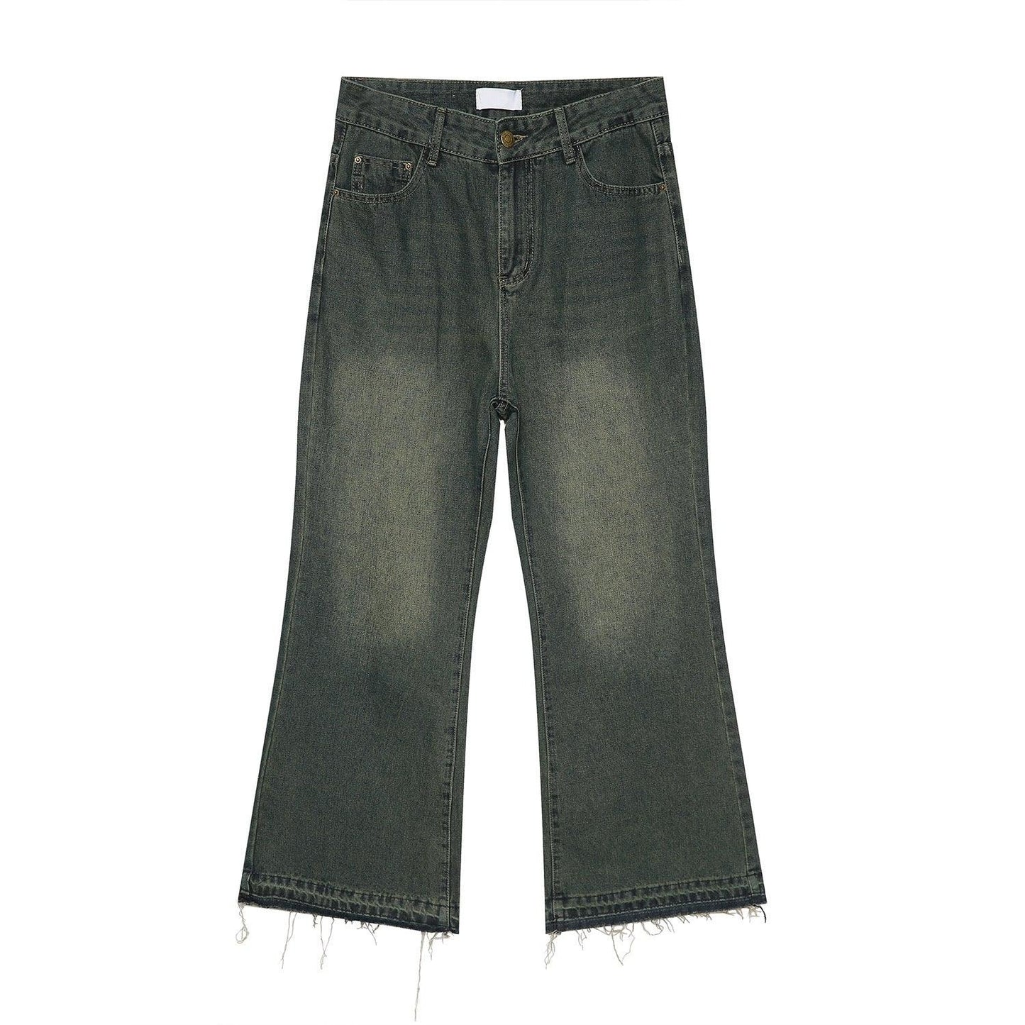 Vintage Distressed Hem Tassel Slightly Flared Jeans - Hipster Collections
