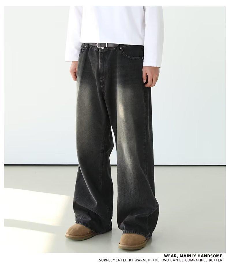 Men's American-style Retro Washed Straight Jeans - Hipster Collections