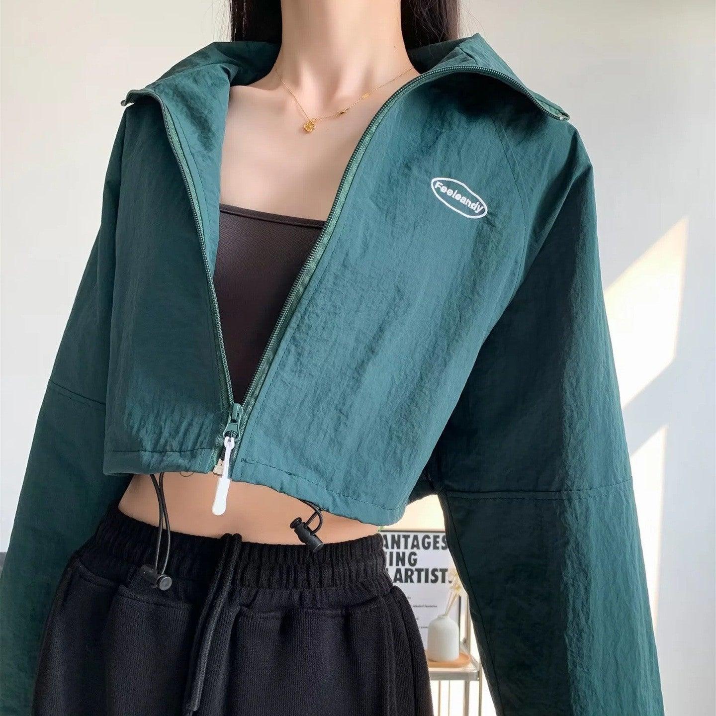 European And American Fashion Sports Style Stand Collar Zipper Cardigan Elastic Cuff Windproof Short Coat - Hipster Collections