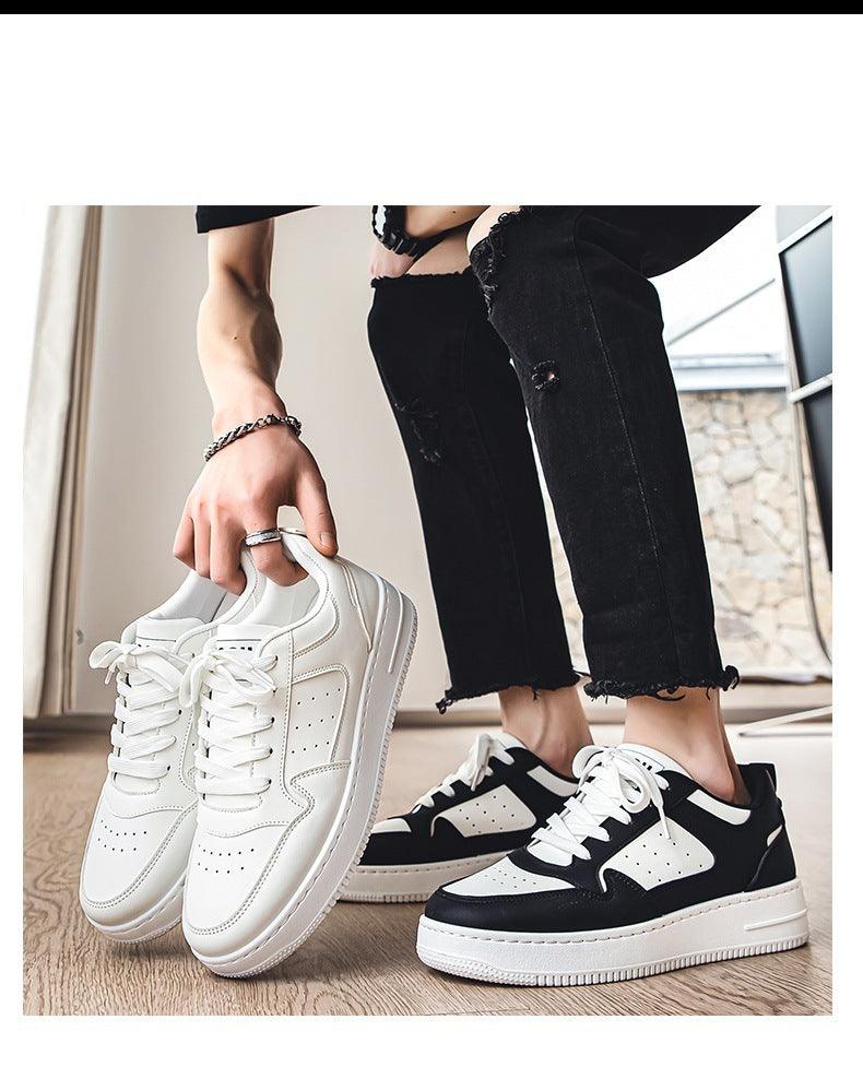 Leather Breathable Teen Trend All-matching Platform White Shoes - Hipster Collections
