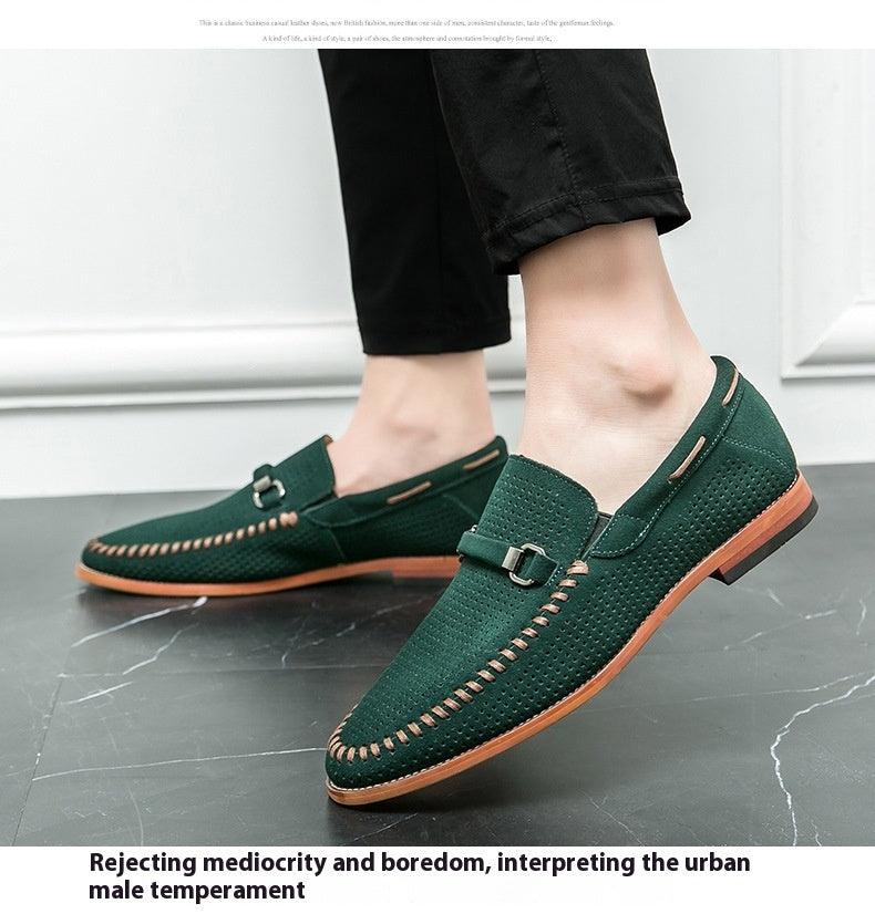 Punching Breathable Slip On Leather Shoes British - Hipster Collections