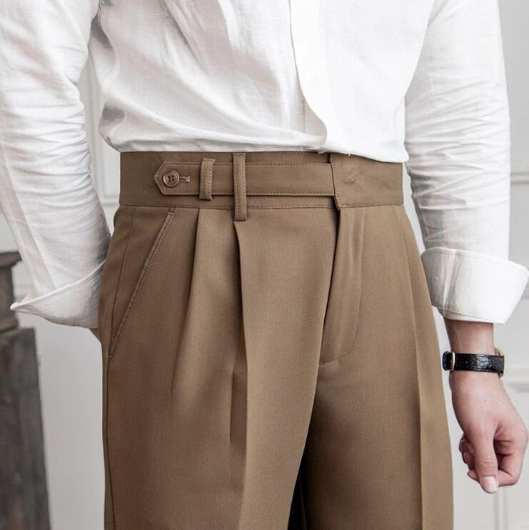 Casual Suit Pants Men's Paris Buckle Straight Business Small Suit Pants Naples Non-ironing All-match Suit Pants - Hipster Collections