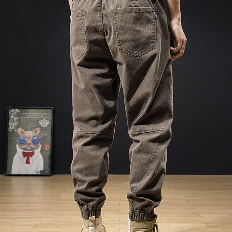 Labor Protection Work Jeans Plus Size Loose Tappered Drawstring Wear-resistant Stain-resistant Harem Pants - Hipster Collections