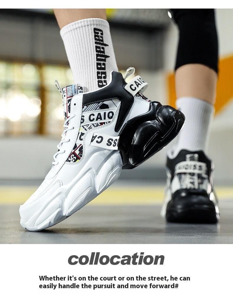High-top Leather Basketball Shoes Velvet Warm Cotton Shoes Heighten Casual Shoes - Hipster Collections