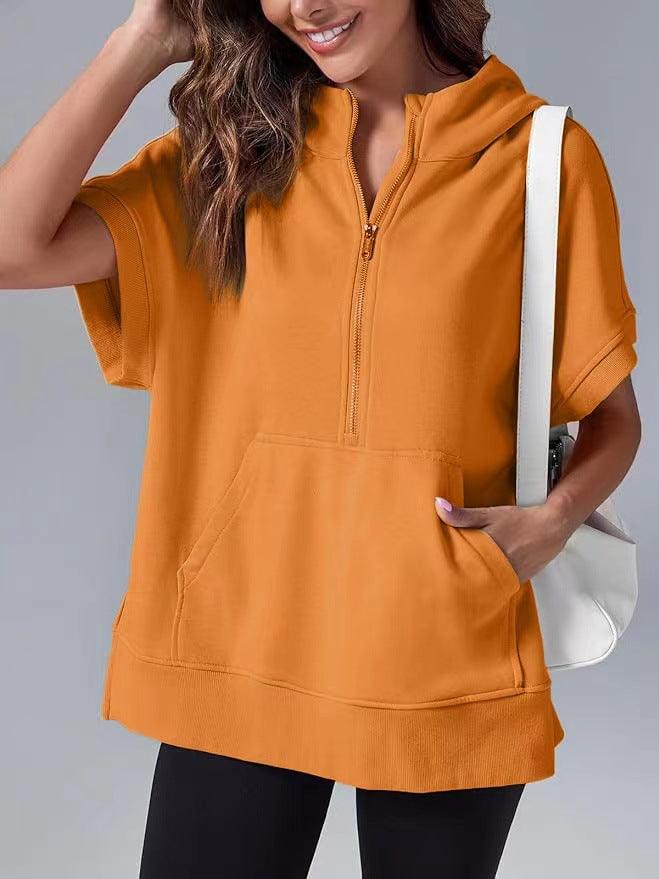 Women's Three-point Short-sleeved Hooded Sweater - Hipster Collections