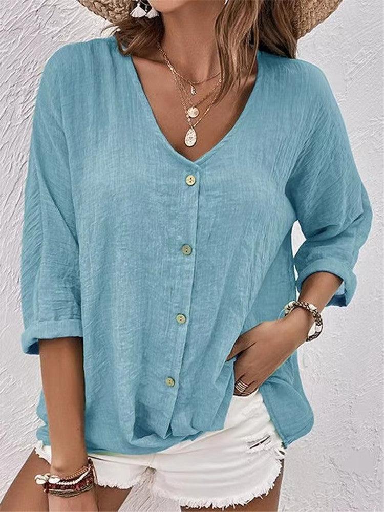Cross-border New Arrival Women's V-neck Buttons Chiffon Cardigan Long Sleeve - Hipster Collections