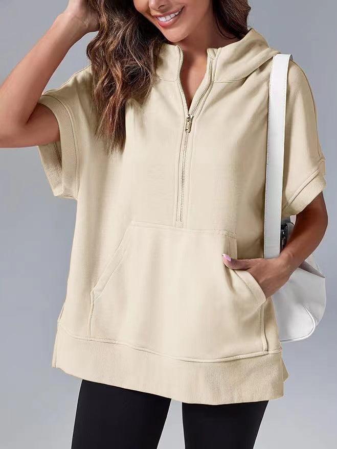 Women's Three-point Short-sleeved Hooded Sweater - Hipster Collections