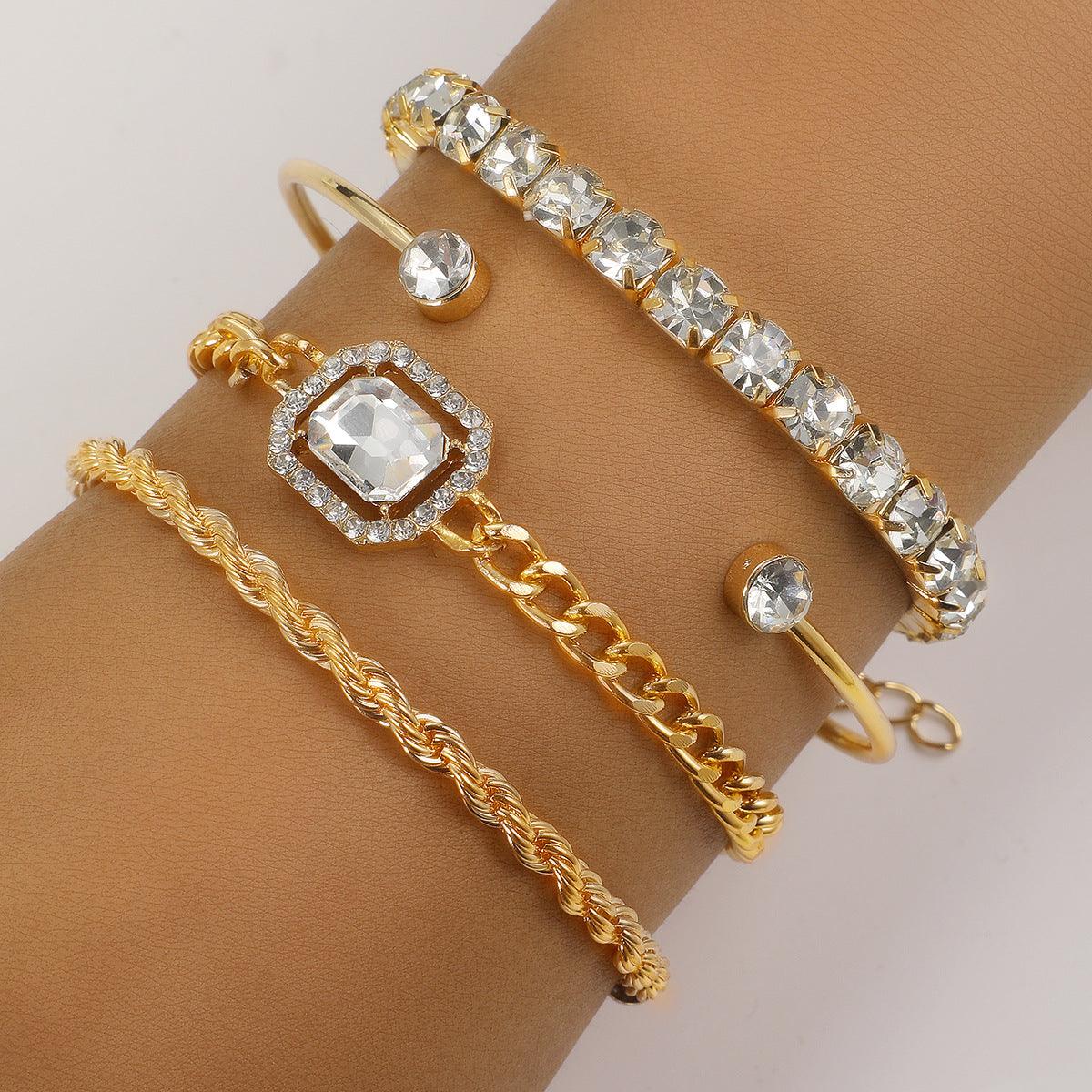 4 Pcs Crystal Bracelet Set Bohemian Design For Women - Hipster Collections