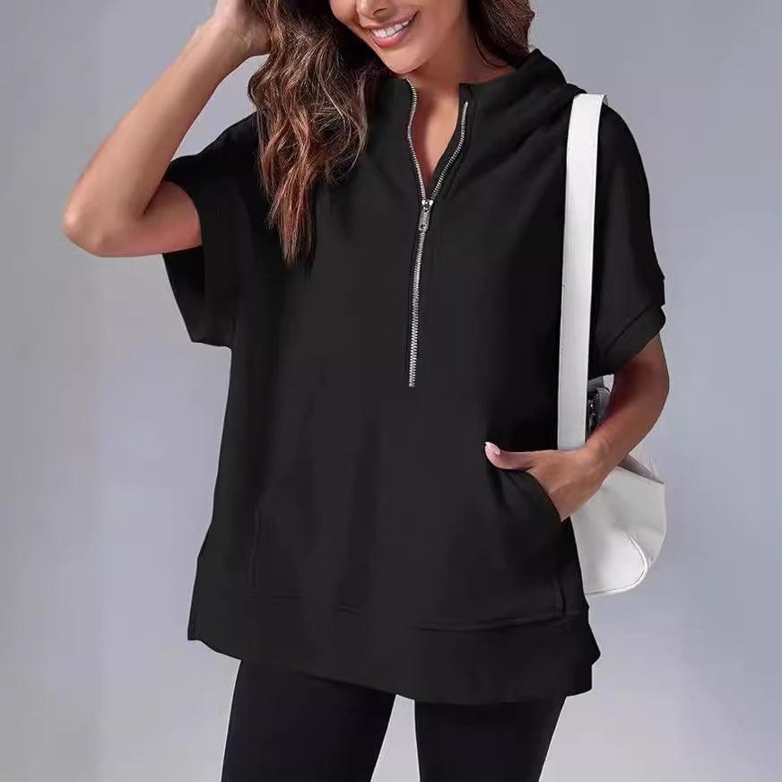 Women's Three-point Short-sleeved Hooded Sweater - Hipster Collections