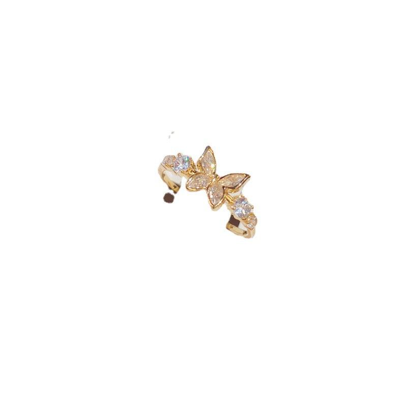 Gold Plated Diamond Inlaid Butterfly Ring - Hipster Collections