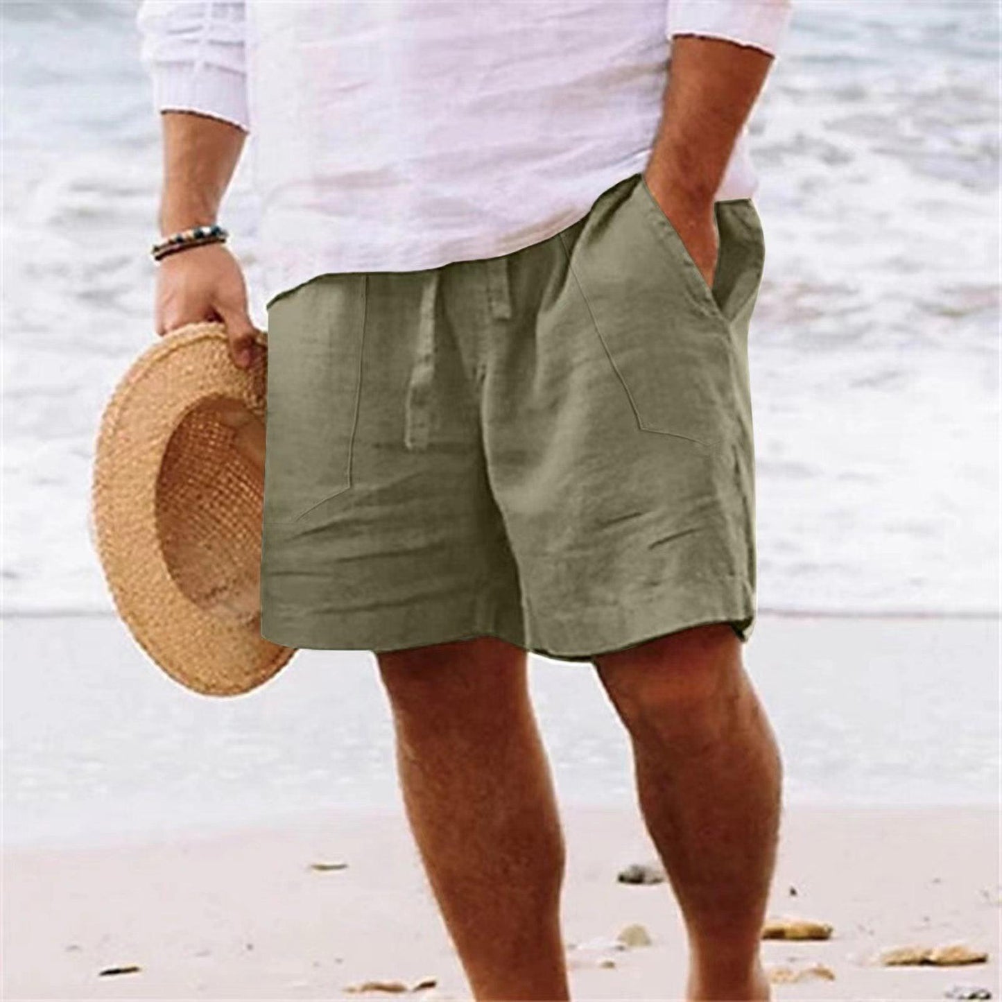 Men's Shorts Cotton And Linen Summer Drawstring Elastic - Hipster Collections