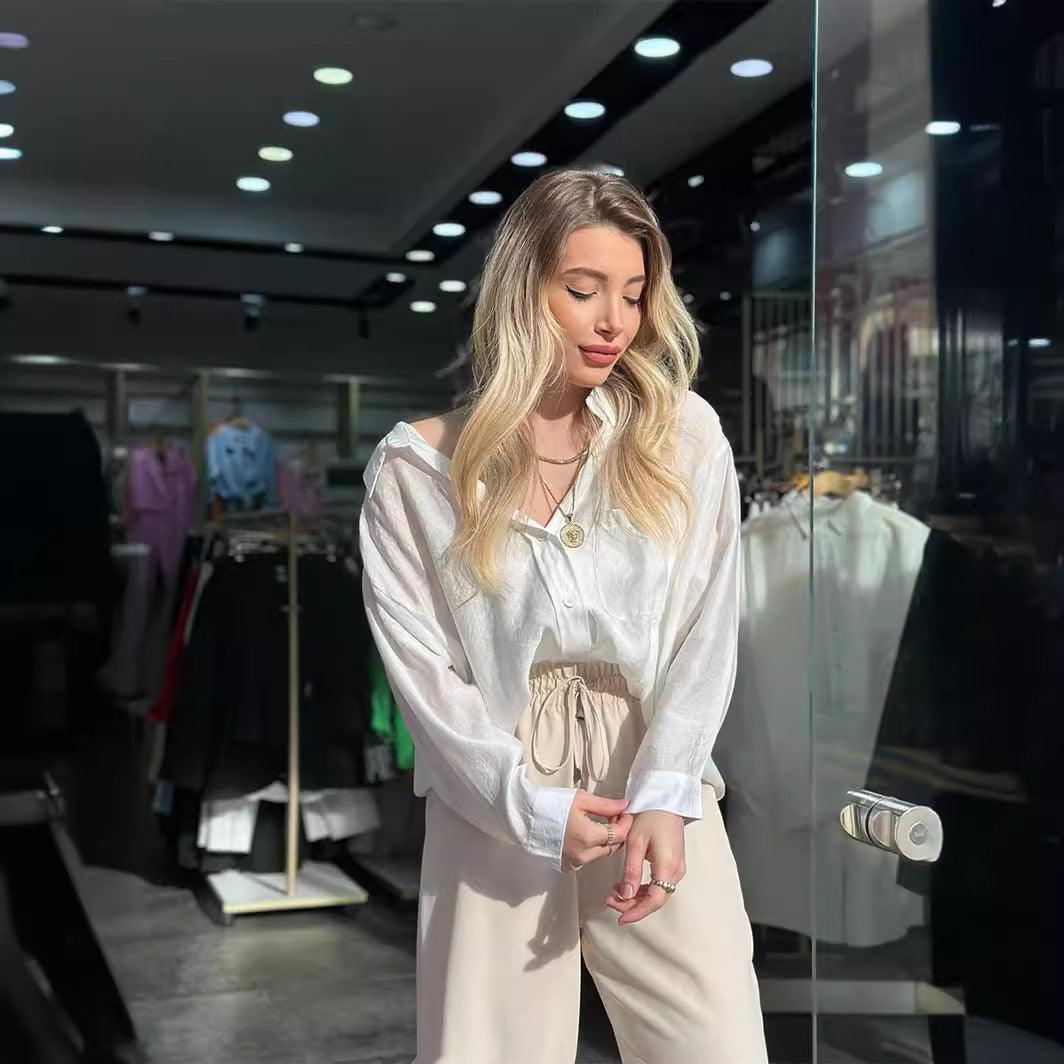 Tencel Large Profile Long Sleeve V-neck Casual Shirt - Hipster Collections