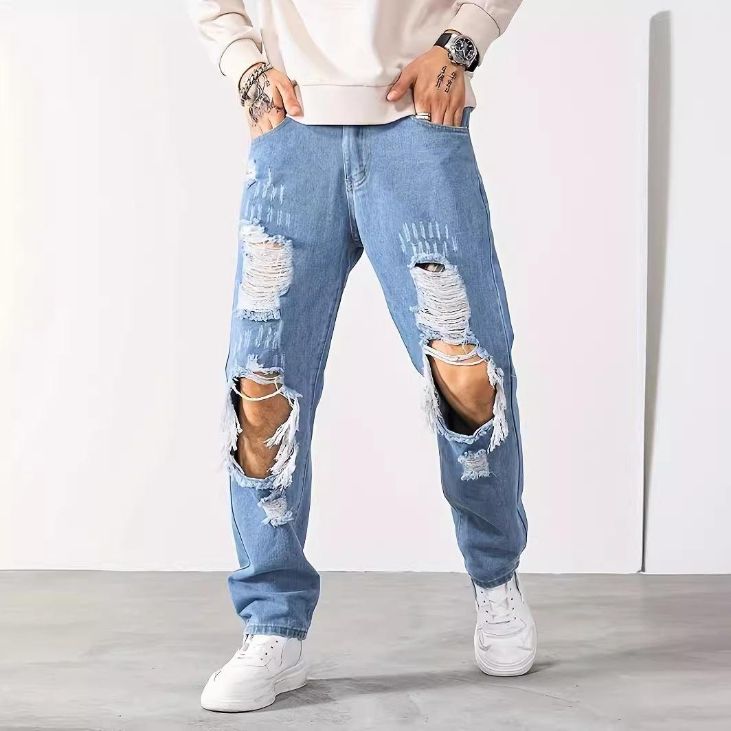 Ripped Men Fashion Brands Korean Style Scrape Cropped Pants - Hipster Collections
