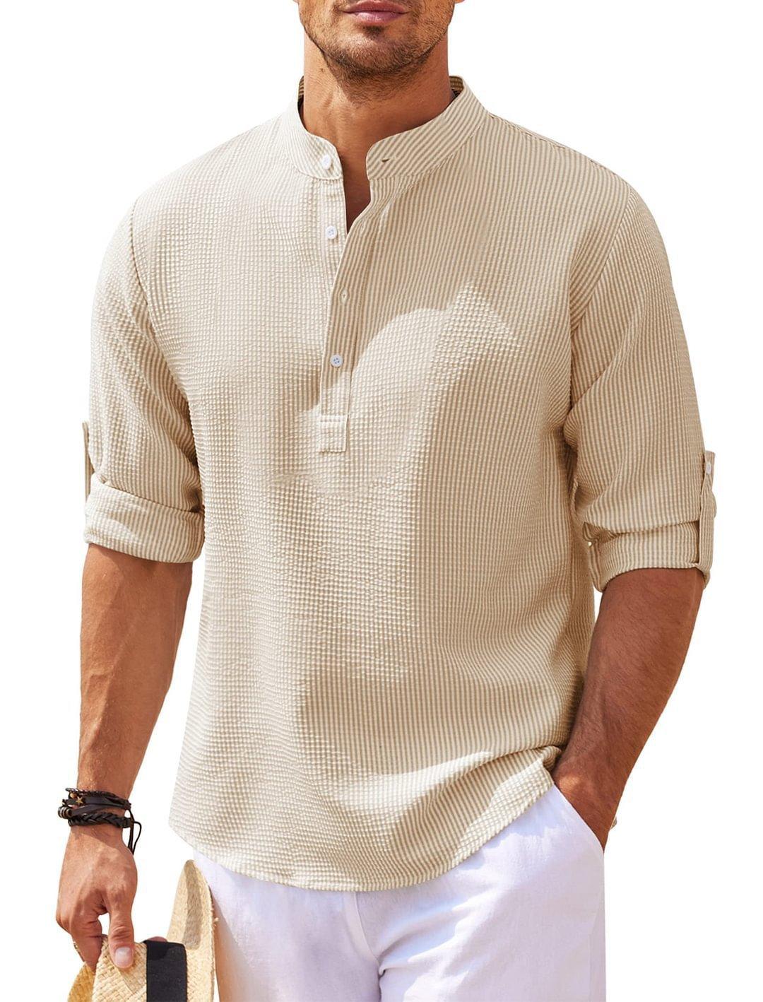 Stand Collar Button Shirt - Hipster Collections