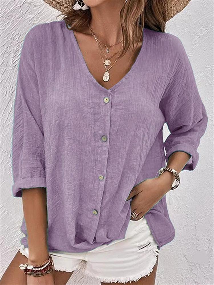 Cross-border New Arrival Women's V-neck Buttons Chiffon Cardigan Long Sleeve - Hipster Collections