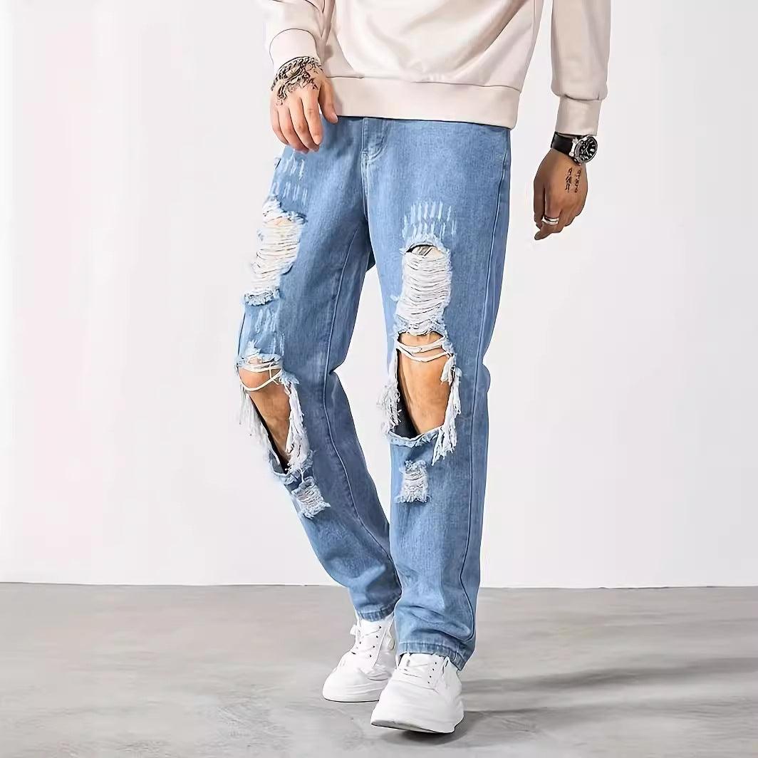 Ripped Men Fashion Brands Korean Style Scrape Cropped Pants - Hipster Collections