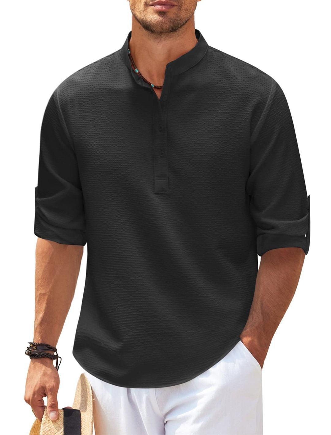 Stand Collar Button Shirt - Hipster Collections
