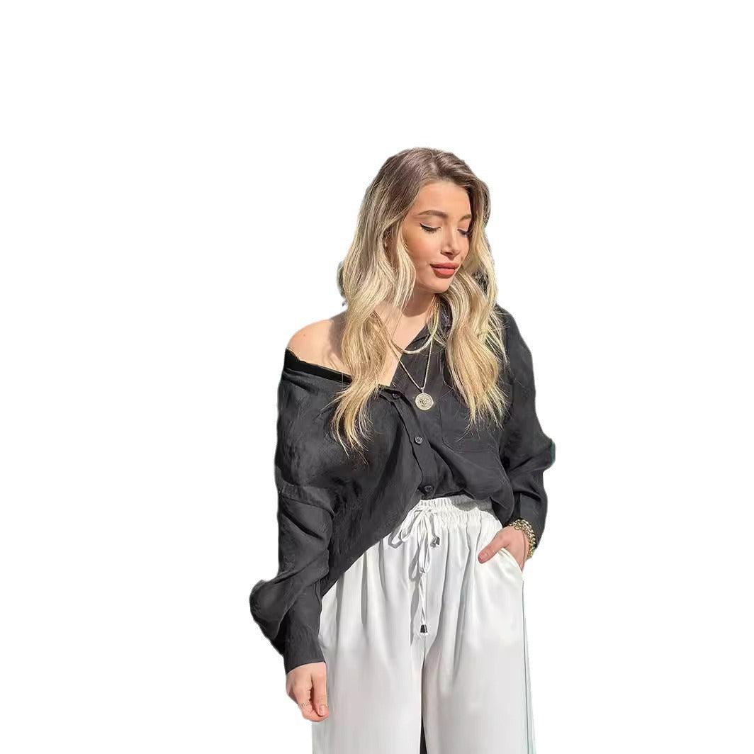 Tencel Large Profile Long Sleeve V-neck Casual Shirt - Hipster Collections