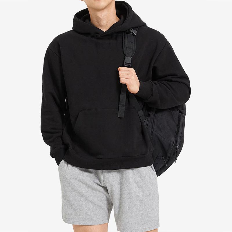 Terry Cotton Solid Color Sports Drop Shoulder Port Hoodie - Hipster Collections