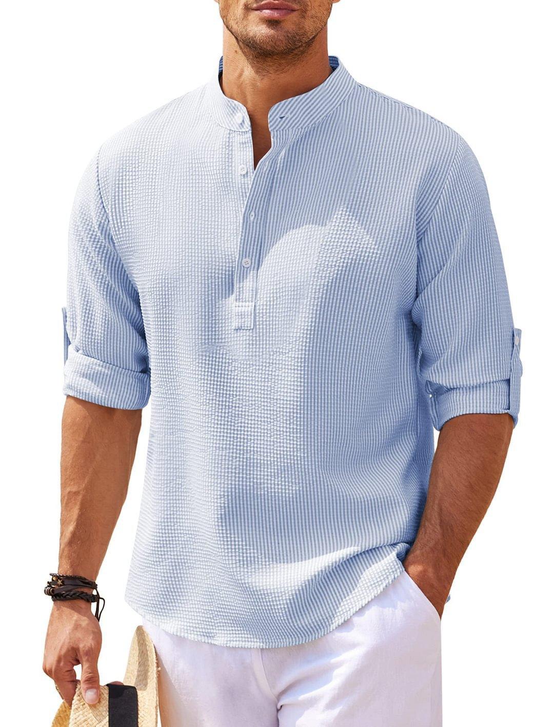 Stand Collar Button Shirt - Hipster Collections