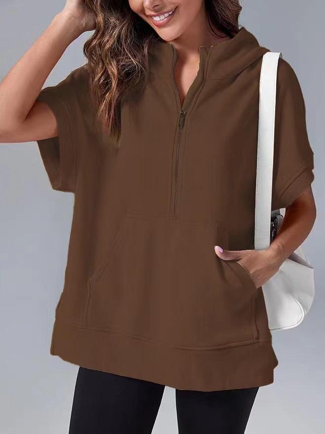 Women's Three-point Short-sleeved Hooded Sweater - Hipster Collections