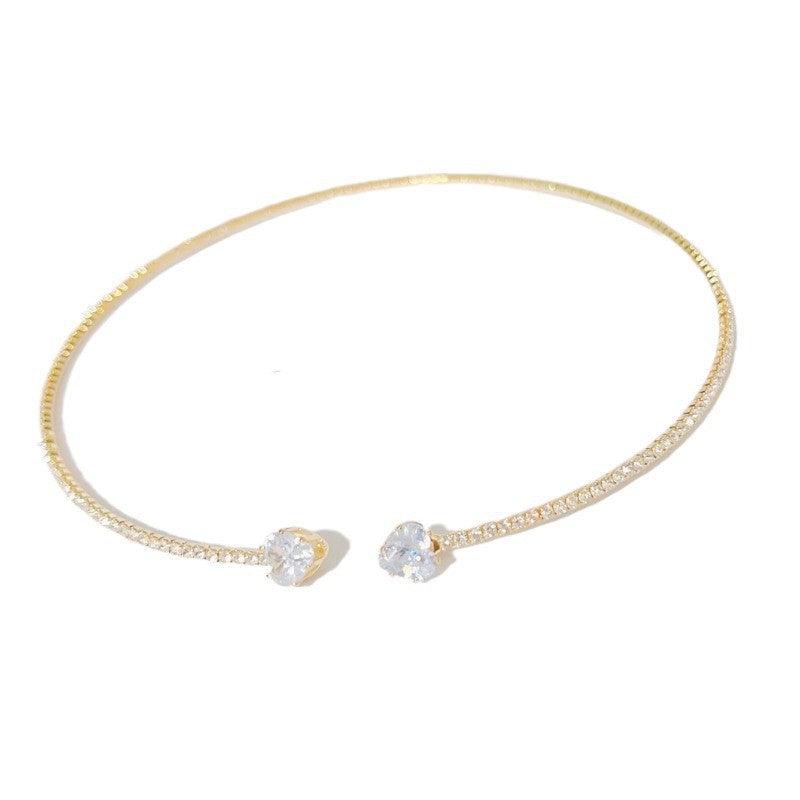 Rhinestone Heart Collar Necklace For Women - Hipster Collections