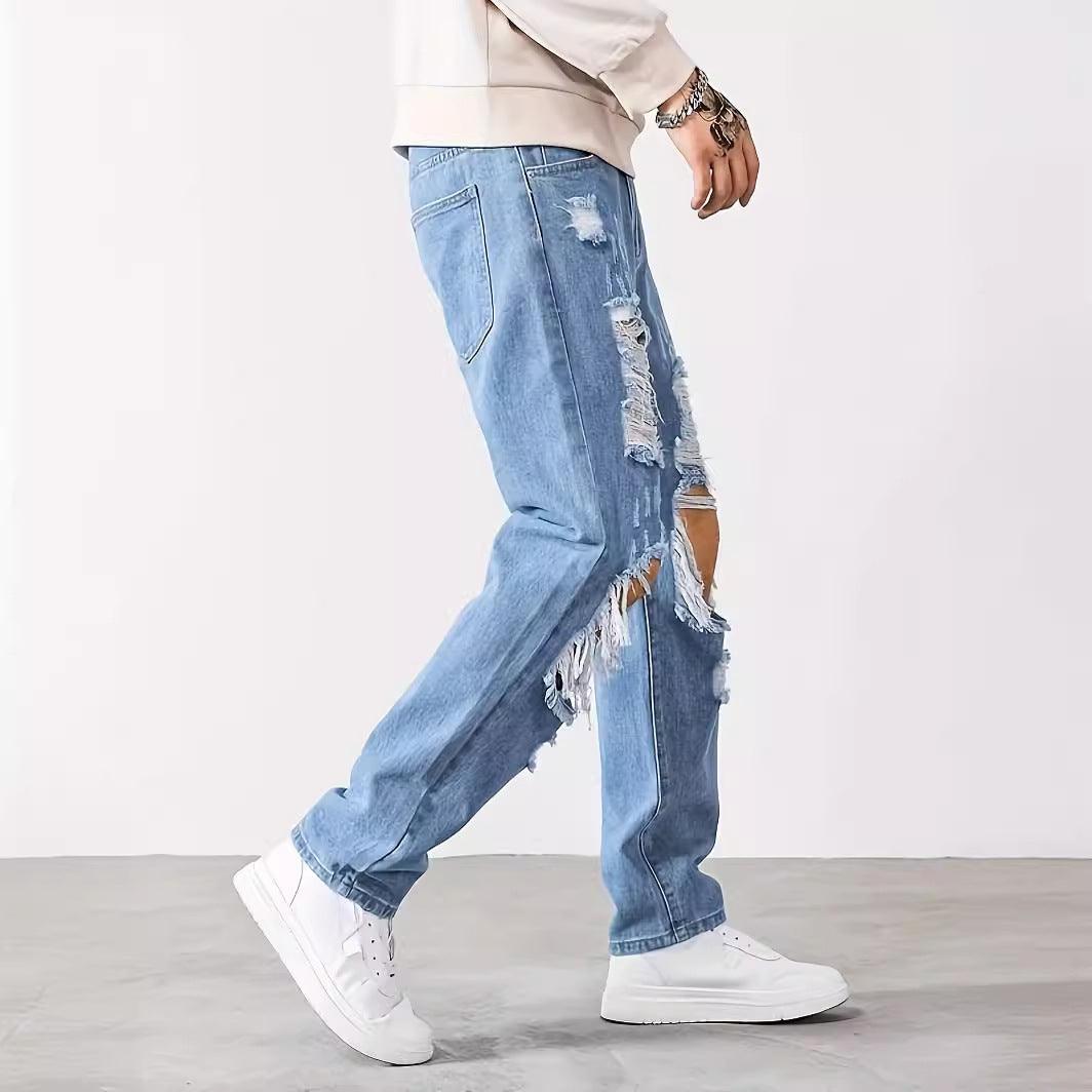 Ripped Men Fashion Brands Korean Style Scrape Cropped Pants - Hipster Collections