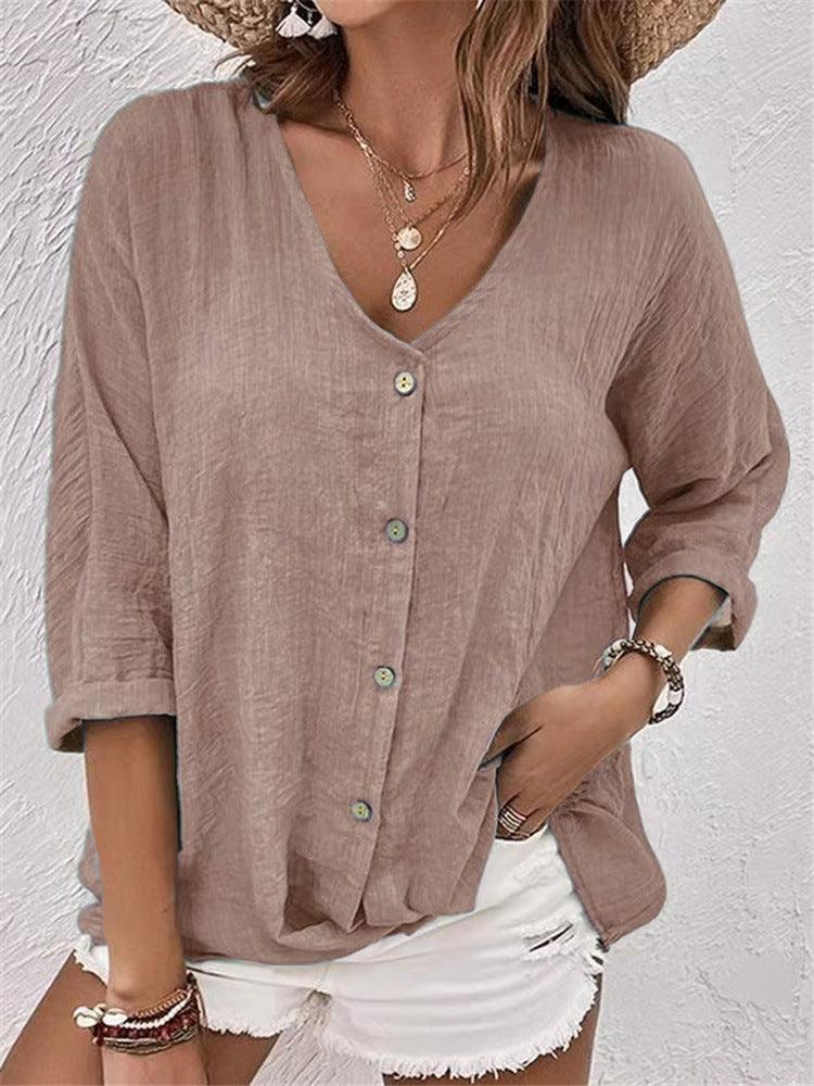 Cross-border New Arrival Women's V-neck Buttons Chiffon Cardigan Long Sleeve - Hipster Collections