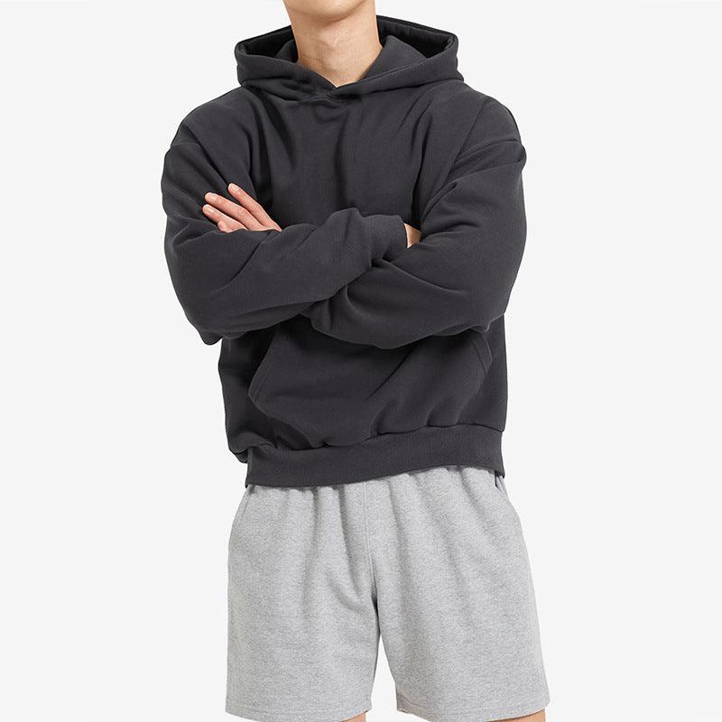 Terry Cotton Solid Color Sports Drop Shoulder Port Hoodie - Hipster Collections