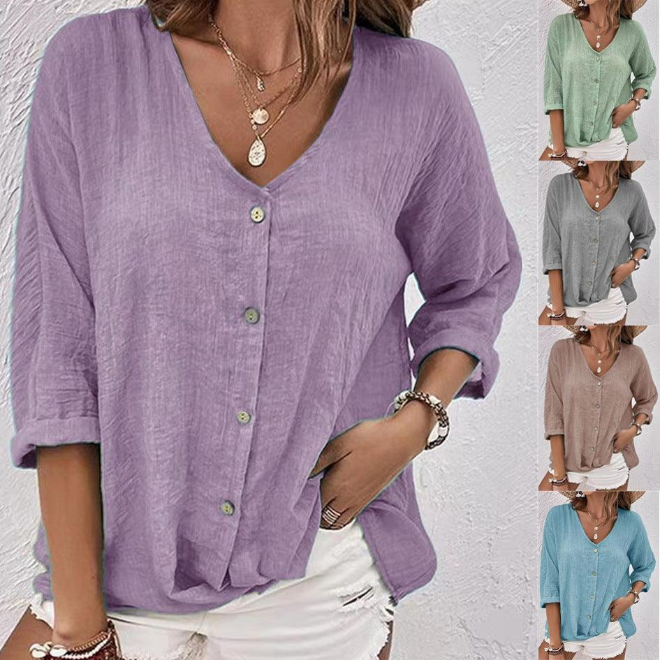 Cross-border New Arrival Women's V-neck Buttons Chiffon Cardigan Long Sleeve - Hipster Collections