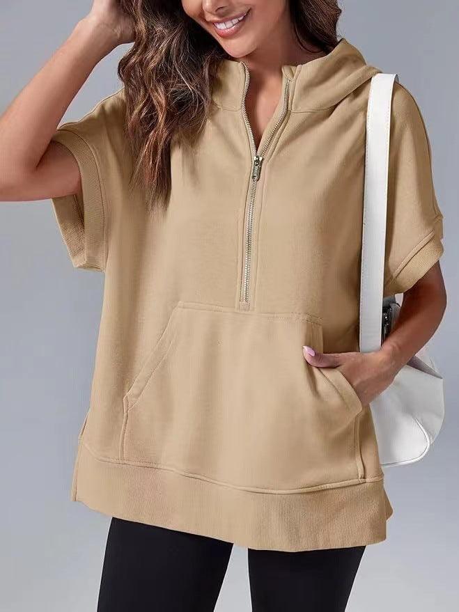 Women's Three-point Short-sleeved Hooded Sweater - Hipster Collections