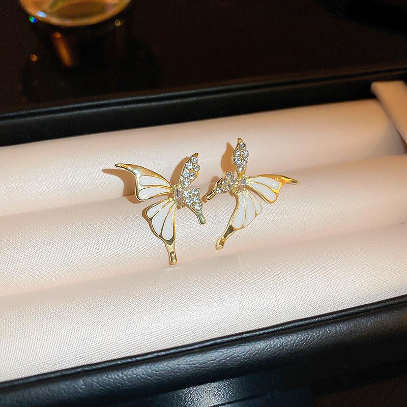 Rhinestone Dripped Butterflies Stud Earrings - Hipster Collections