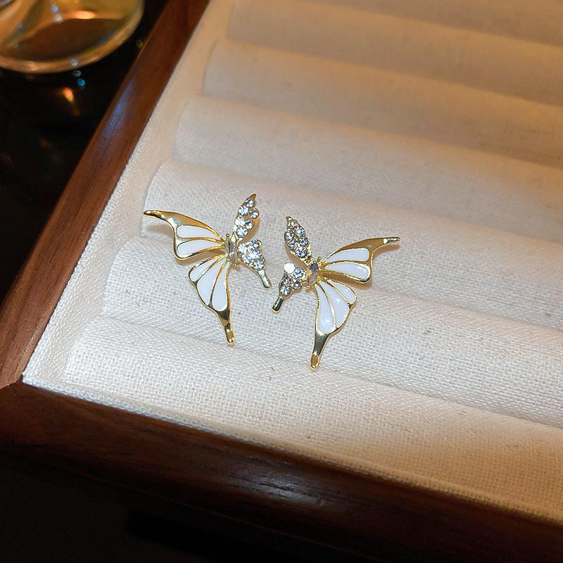 Rhinestone Dripped Butterflies Stud Earrings - Hipster Collections
