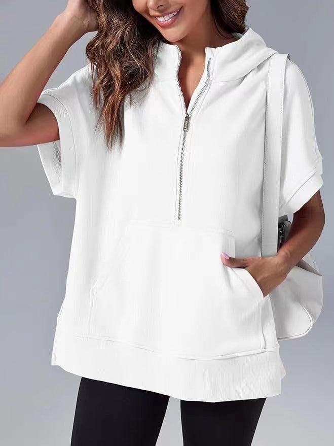 Women's Three-point Short-sleeved Hooded Sweater - Hipster Collections