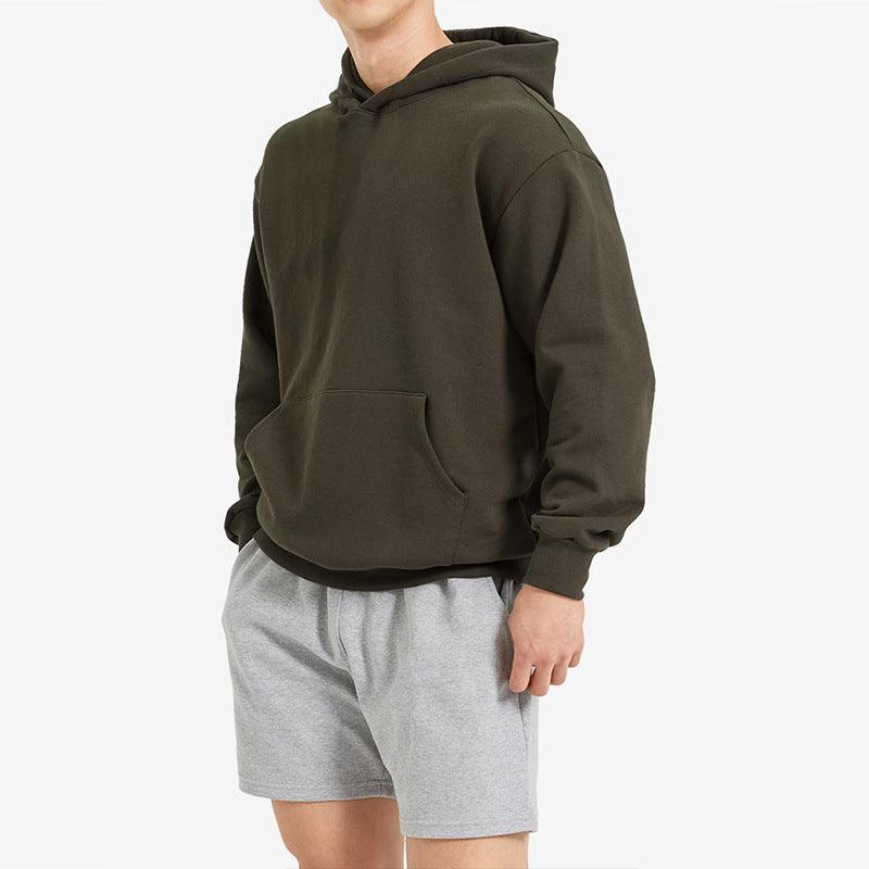Terry Cotton Solid Color Sports Drop Shoulder Port Hoodie - Hipster Collections