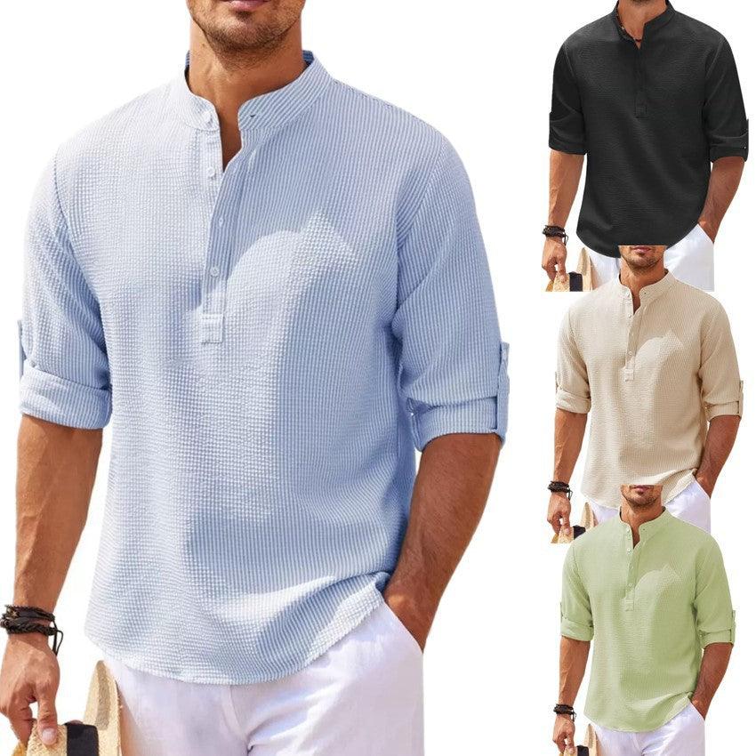 Stand Collar Button Shirt - Hipster Collections