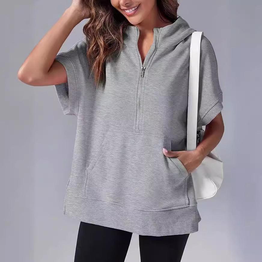 Women's Three-point Short-sleeved Hooded Sweater - Hipster Collections