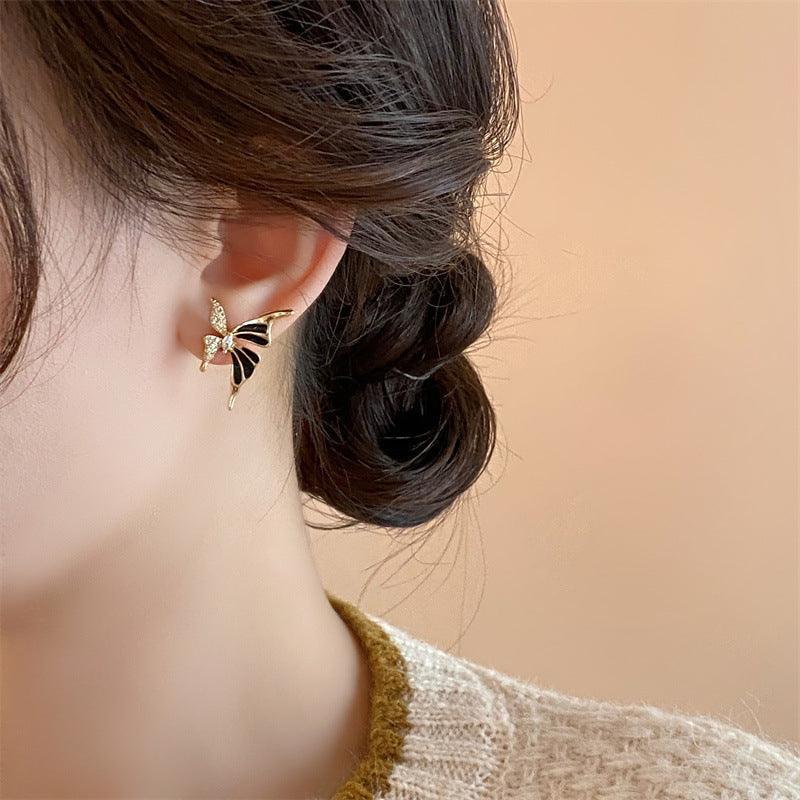Rhinestone Dripped Butterflies Stud Earrings - Hipster Collections