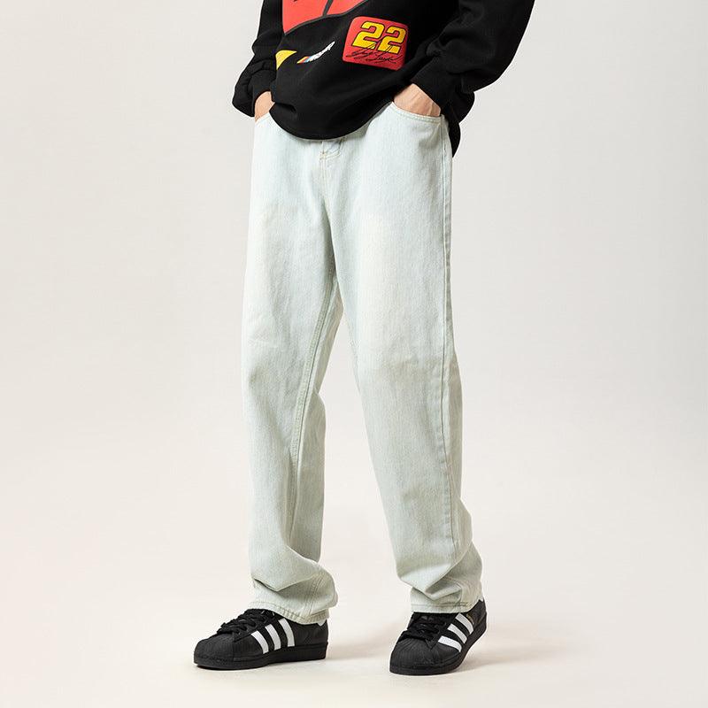 Washed Jeans Men's Spring American Wide Leg Leisure - Hipster Collections